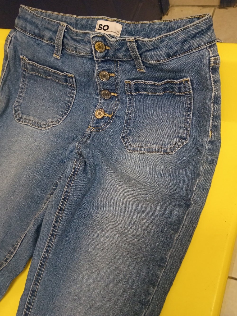 SO Women’s Mid Wash Blue Button-Fly Jeans